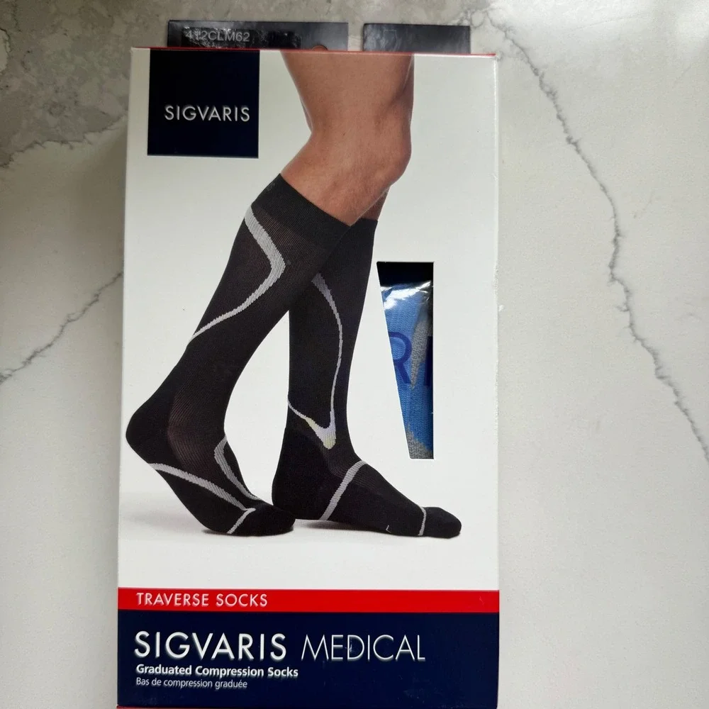 Sigvaris Medical Traverse Compression Socks 20-30mmHg Steel Blue 412CLM62 LM NWT